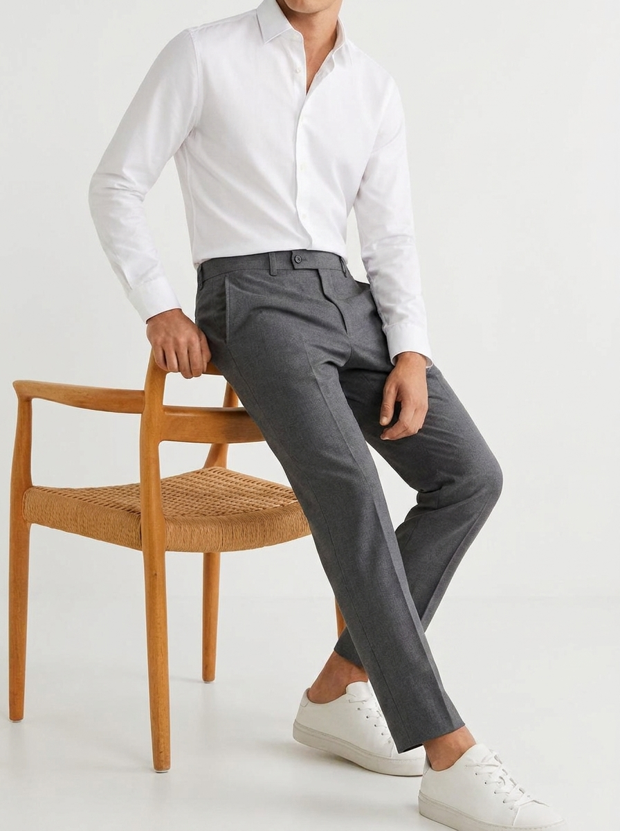 Pantalón tipo paño Sastrero Hombre Recto Gris Grafito