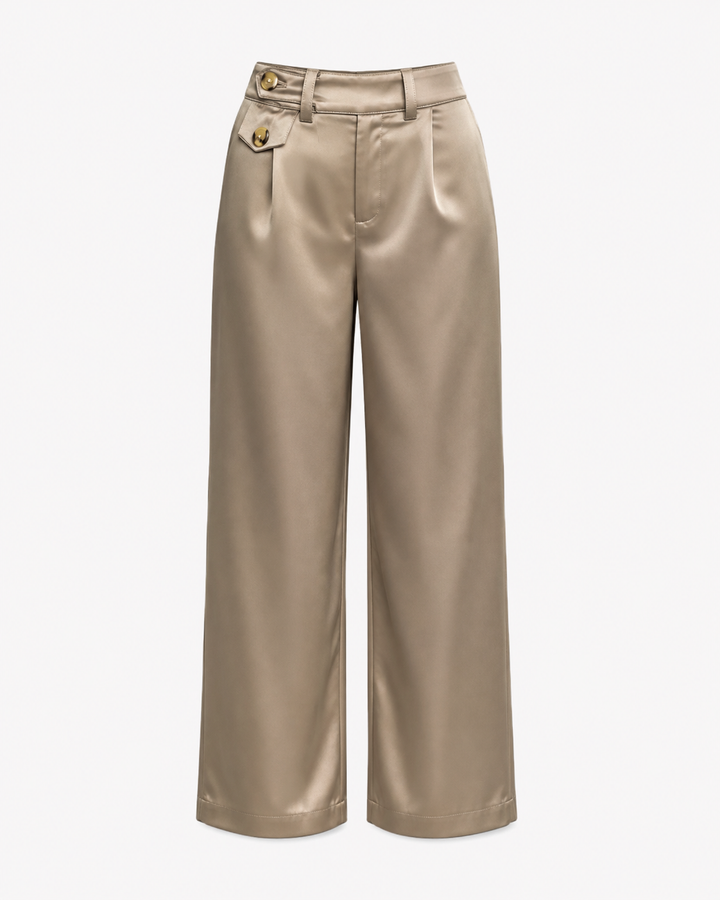 Pantalón Satinado Mujer Tiro Alto Bota Ancha Verona