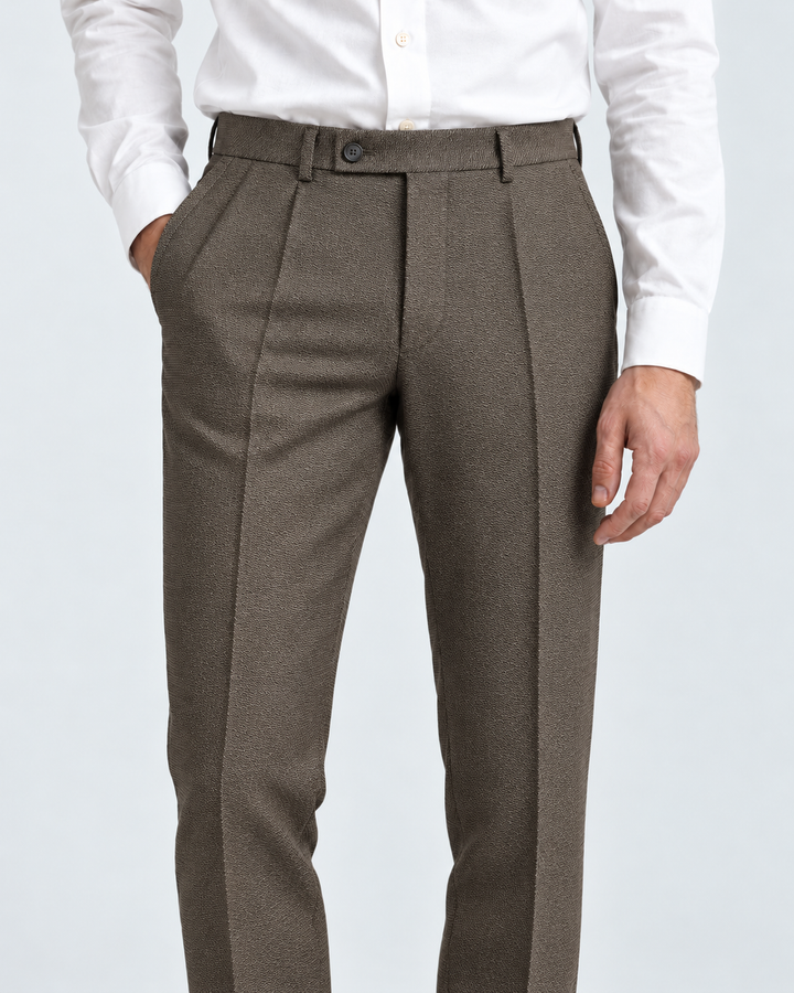 TRAJE HOMBRE TIPO PAÑO TEXTURIZADO TABACO