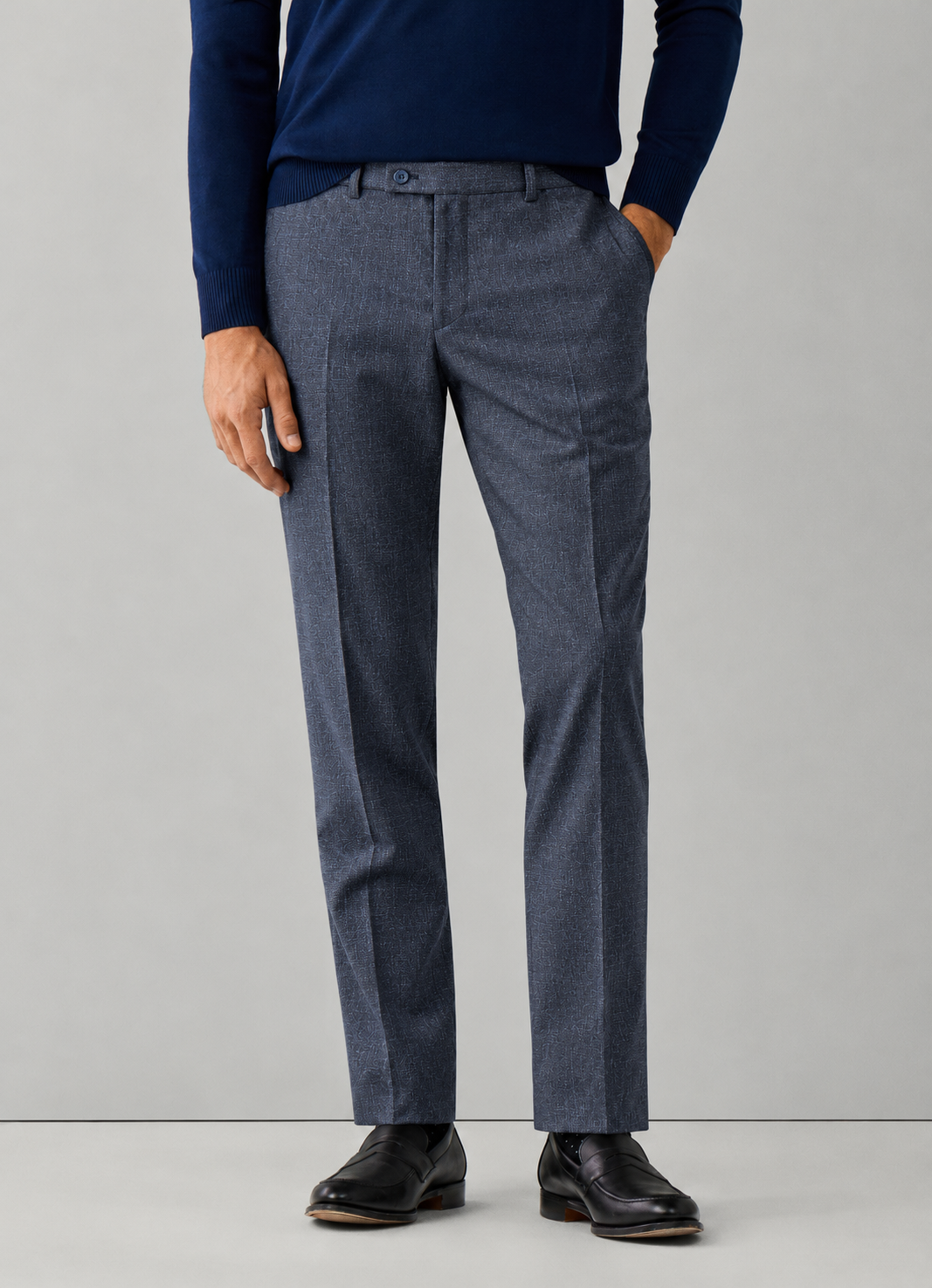 Pantalón Sastre Gris Azulado Texturizado