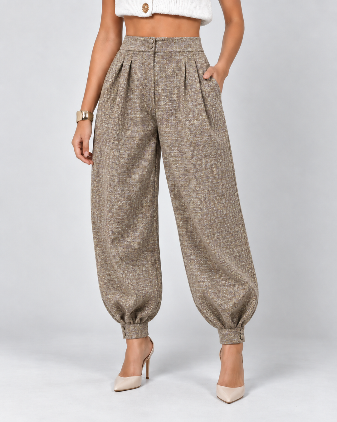 Pantalón Dama Balloon Texturizado Sastre