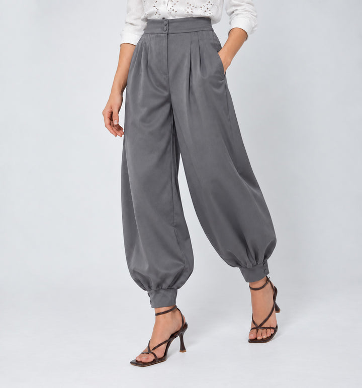 Pantalón Balloon de Mujer de Tiro Alto con Pinzas