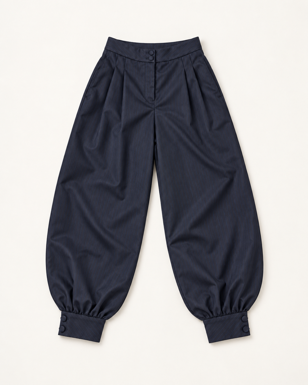 Pantalón Balloon de Mujer en Raya Tiza