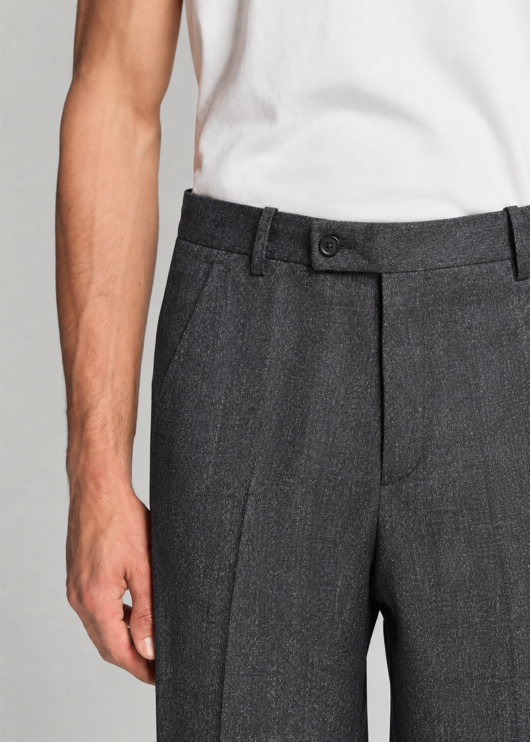 Pantalón tipo paño Sastrero Hombre Recto Gris carbón