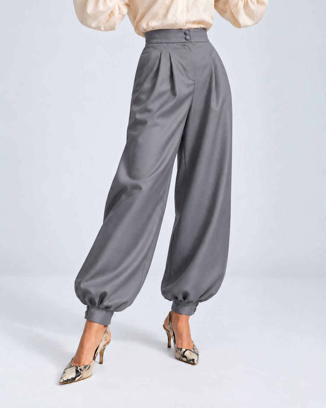 Pantalón Balloon de Mujer de Tiro Alto con Pinzas