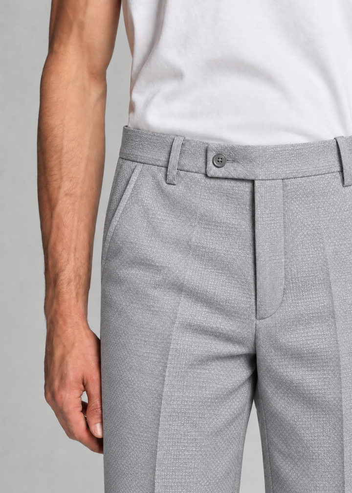 Pantalón Sastre para Hombre Recto Tipo Paño Gris Texturizado