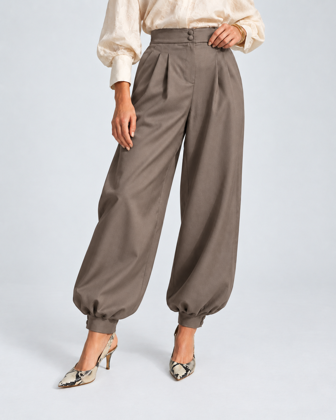 Pantalón Balloon de Mujer de Tiro Alto con Pinzas