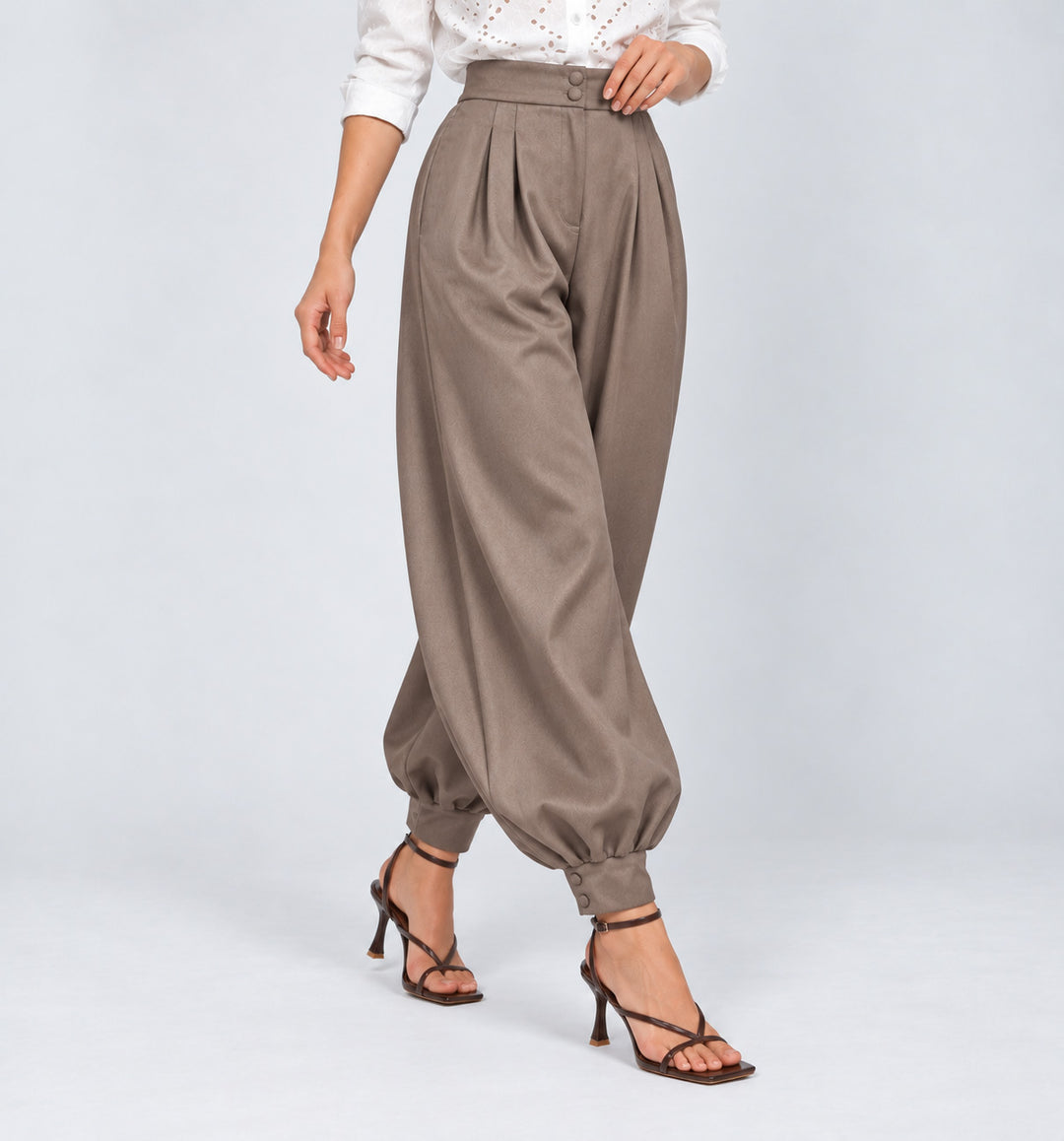Pantalón Balloon de Mujer de Tiro Alto con Pinzas