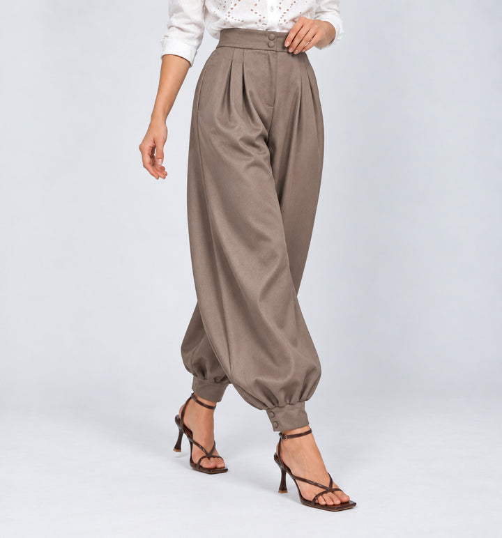 Pantalón Balloon de Mujer de Tiro Alto con Pinzas