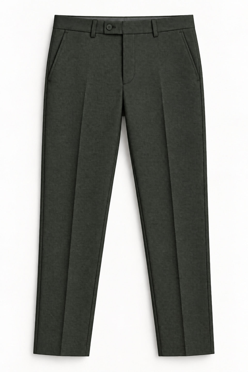 Traje de hombre premium texturizado gris oscuro con coderas