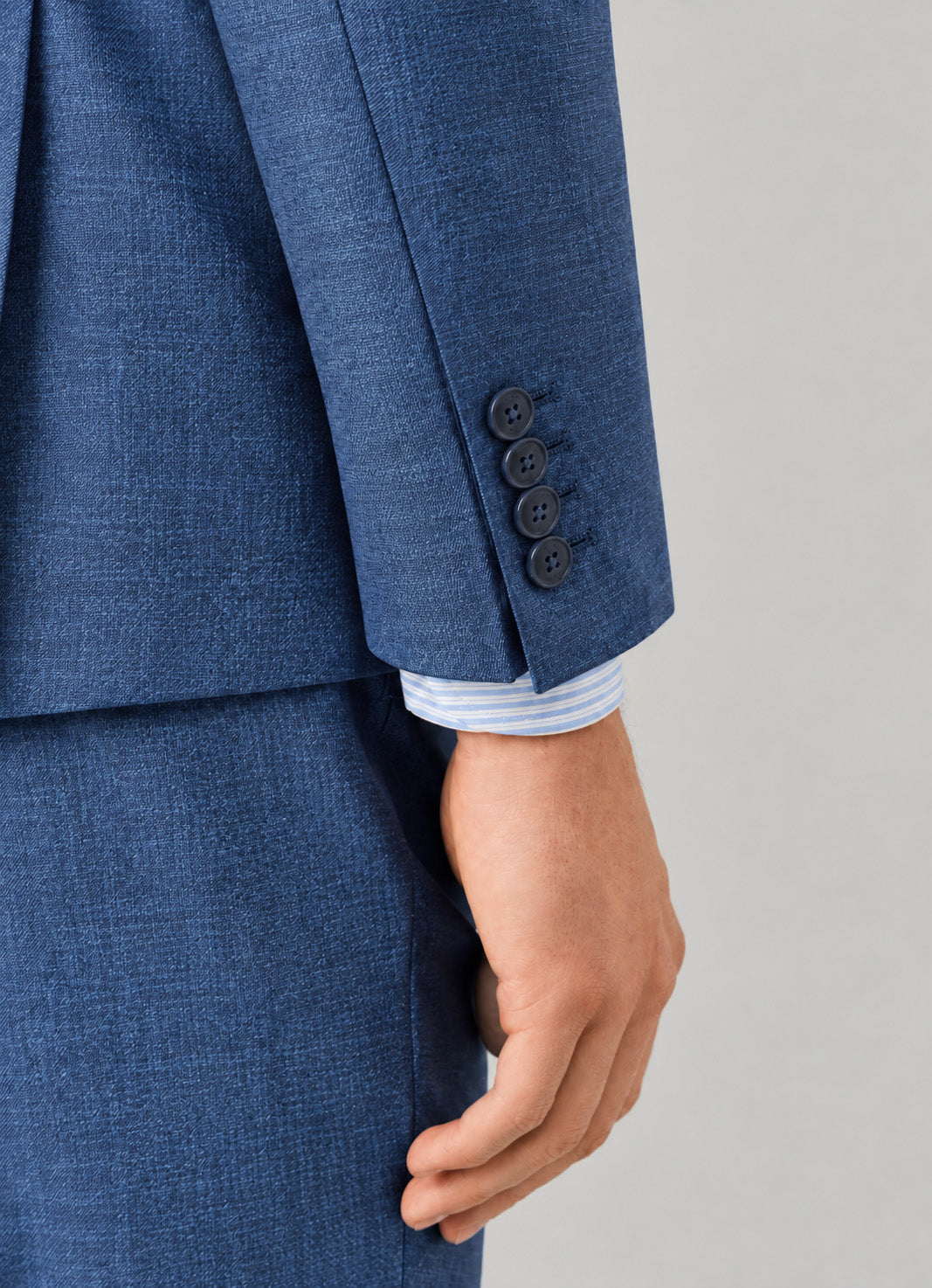 Traje Hombre Premium Azul Francés Texturizado con Coderas