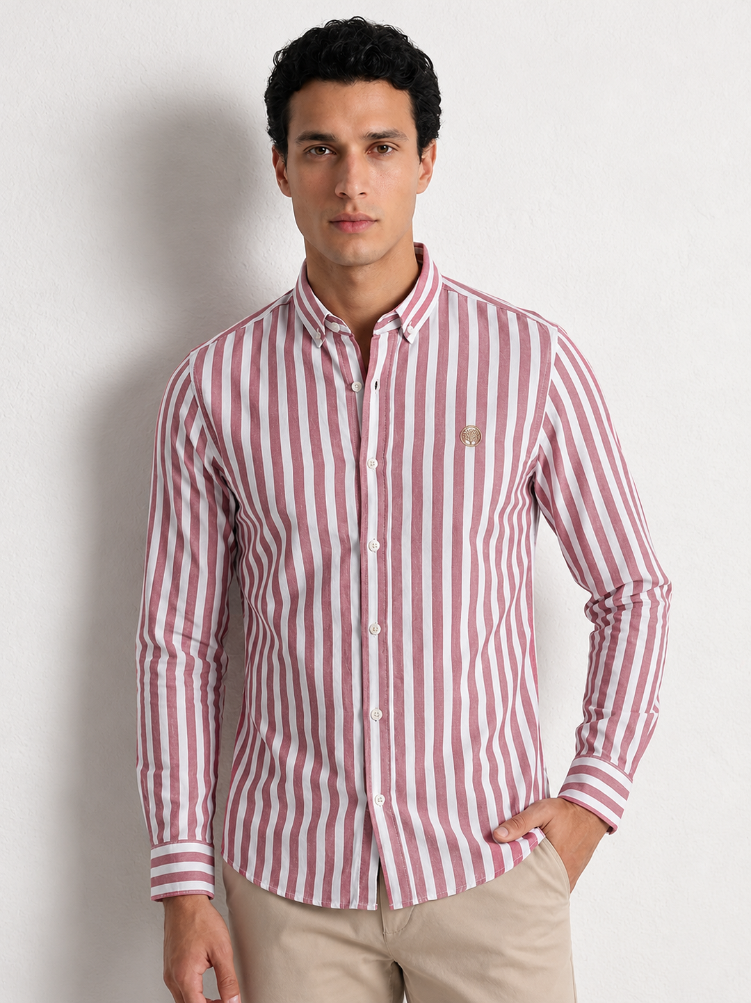 Camisa Hombre Rayas Verticales Algodón