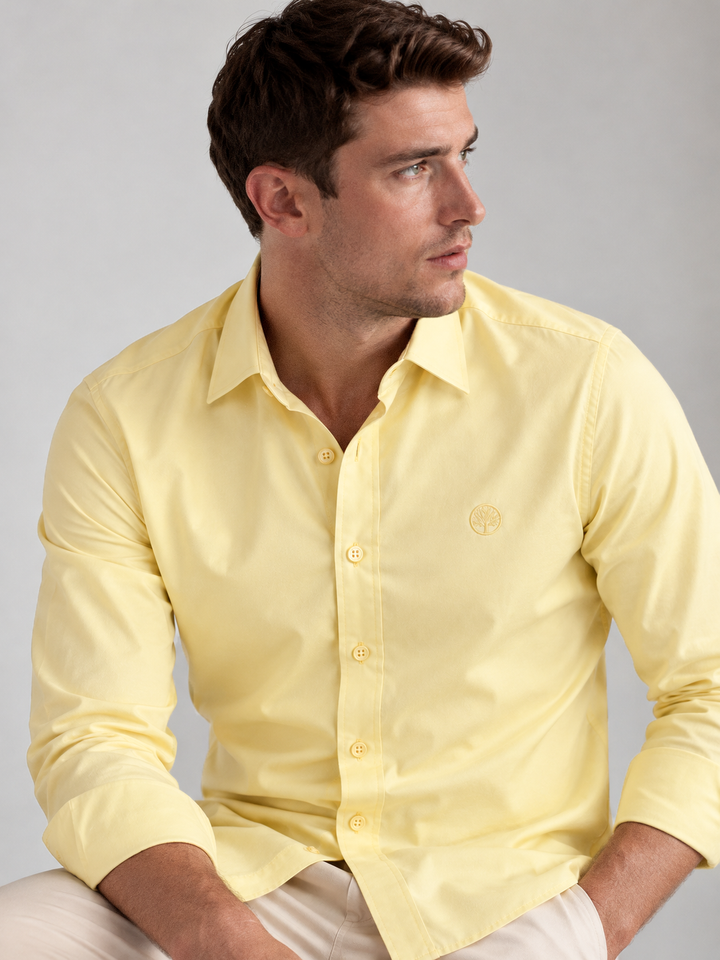 Camisa Hombre Manga Larga en Rayón Stretch con Brillo Sutil – Tonos Pastel