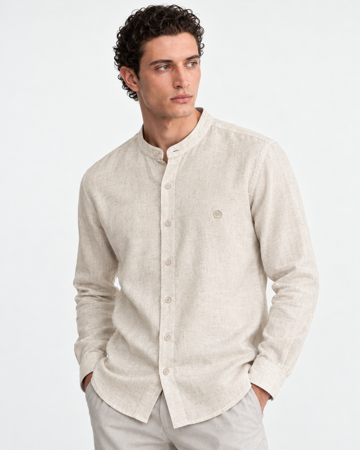 Camisa Lino Manga Larga Cuello Neru Santorini - Purple Rain