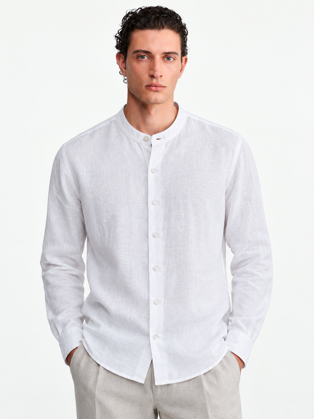 Camisa Lino Manga Larga Cuello Neru Santorini - Purple Rain
