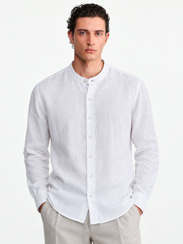 Camisa Lino Manga Larga Cuello Neru Santorini - Purple Rain