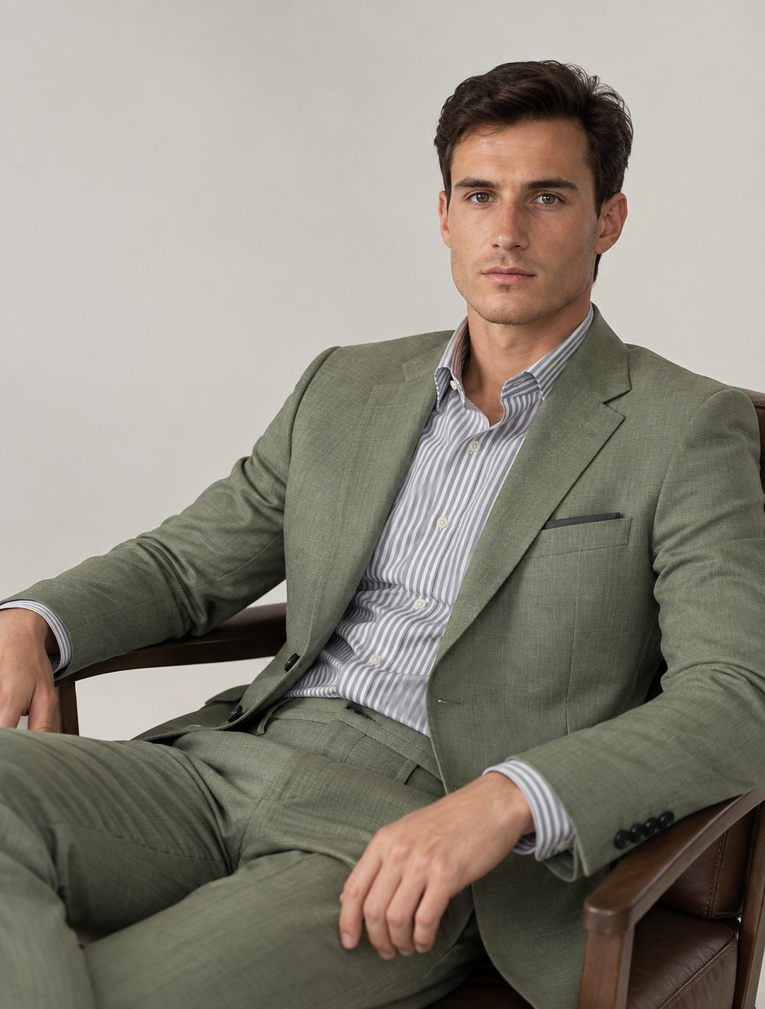 Traje para Hombre Slim Fit Tipo Paño con Coderas Verde Selva
