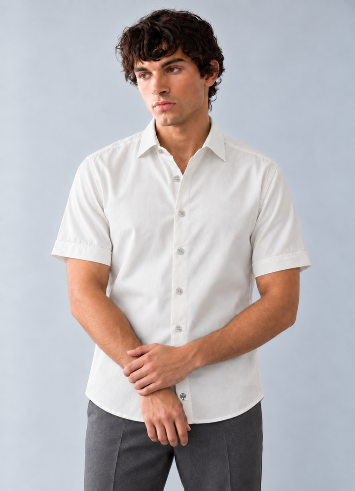 Camisa de manga corta para hombre en viscosa – Corte relajado