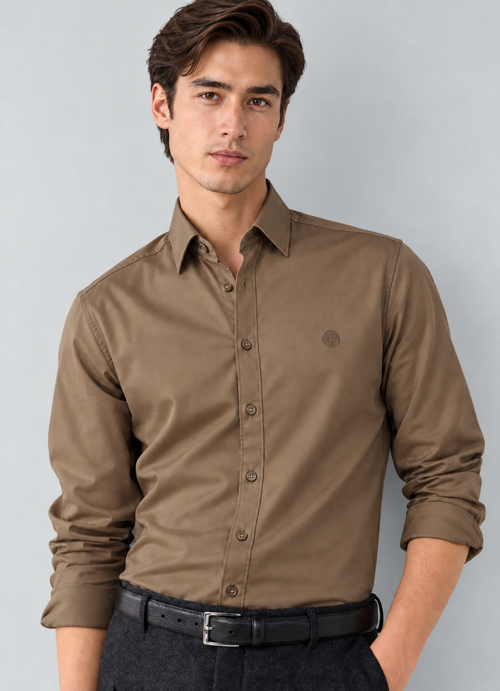 Camisa Hombre Manga Larga en Rayón Stretch con Brillo Sutil – Tonos Pastel