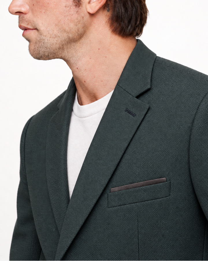 Traje Hombre Tipo Paño Gris petróleo Texturizado sin coderas