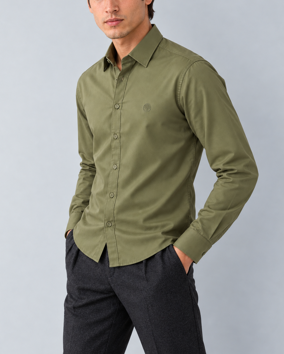 Camisa Hombre Manga Larga en Rayón Stretch con Brillo Sutil – Tonos Pastel