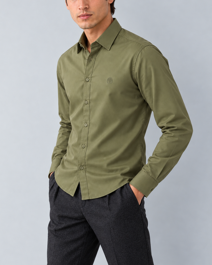 Camisa Hombre Manga Larga en Rayón Stretch con Brillo Sutil – Tonos Pastel