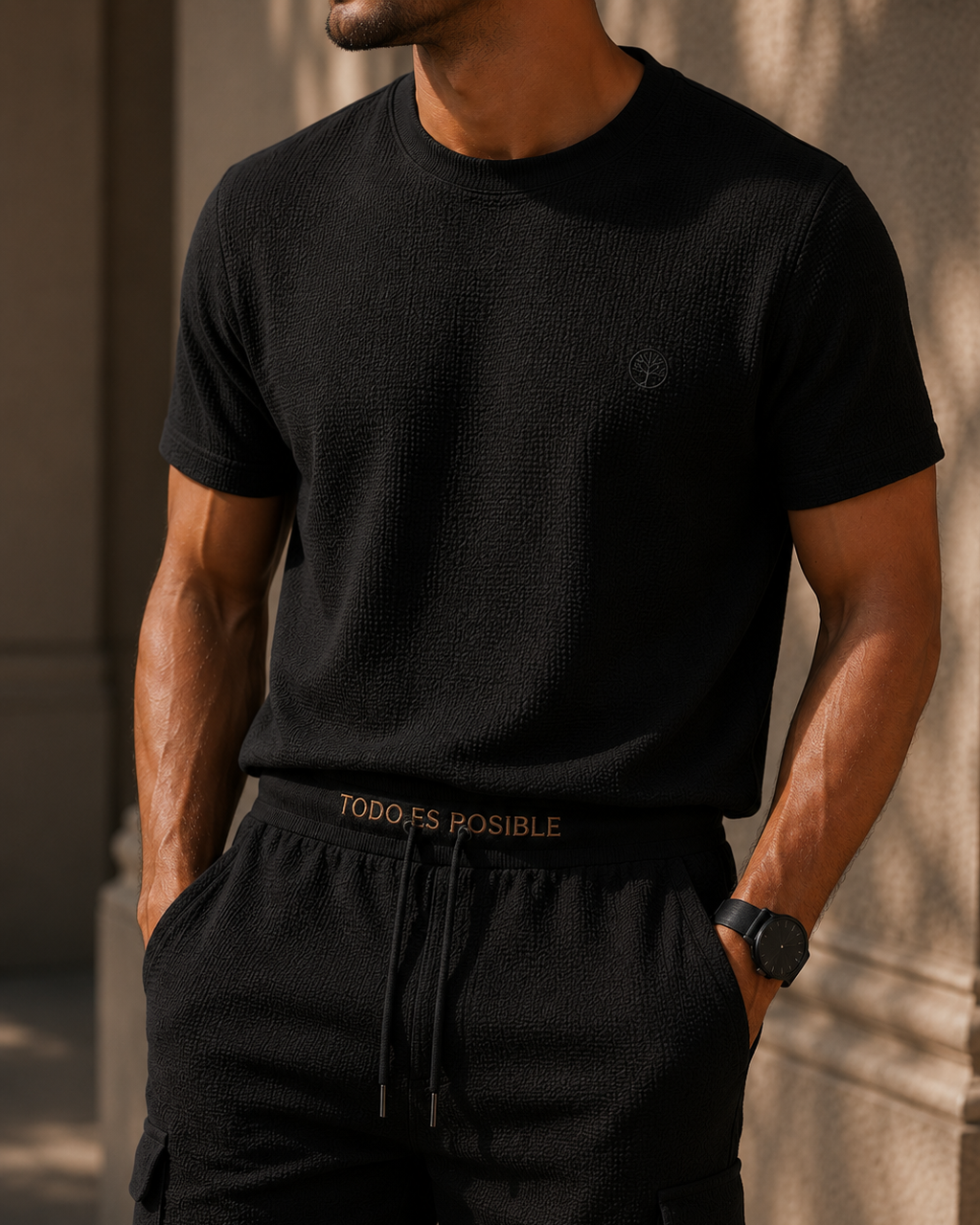 Set negro de hombre en poliester