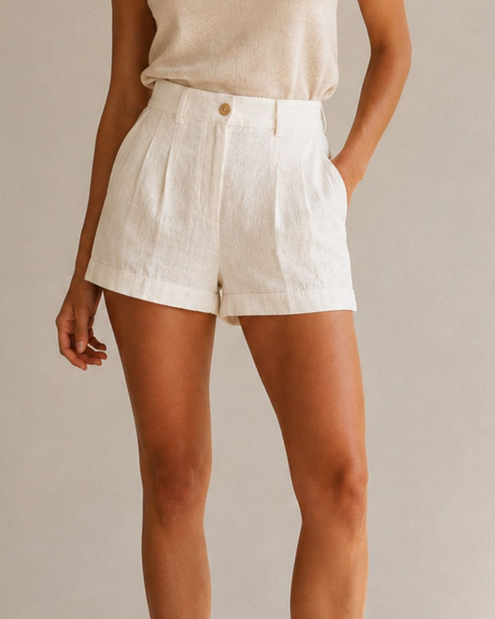 Short Capri Playero Tiro Alto blanco