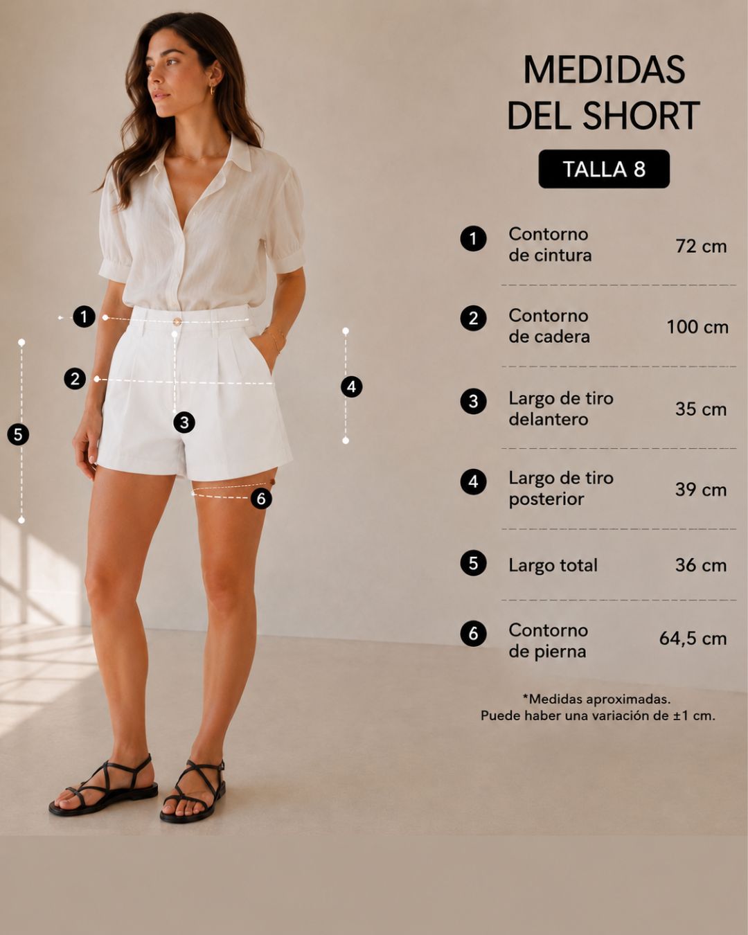 Short Capri Playero Tiro Alto blanco