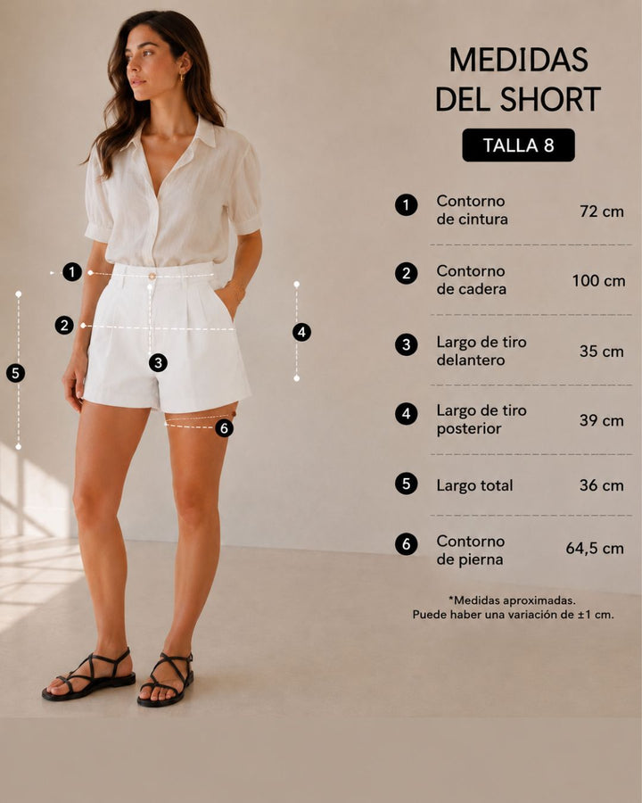 Short Capri Playero Tiro Alto blanco
