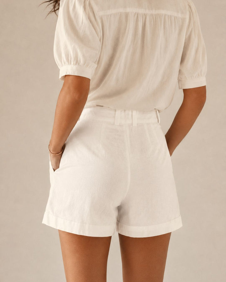 Short Capri Playero Tiro Alto blanco