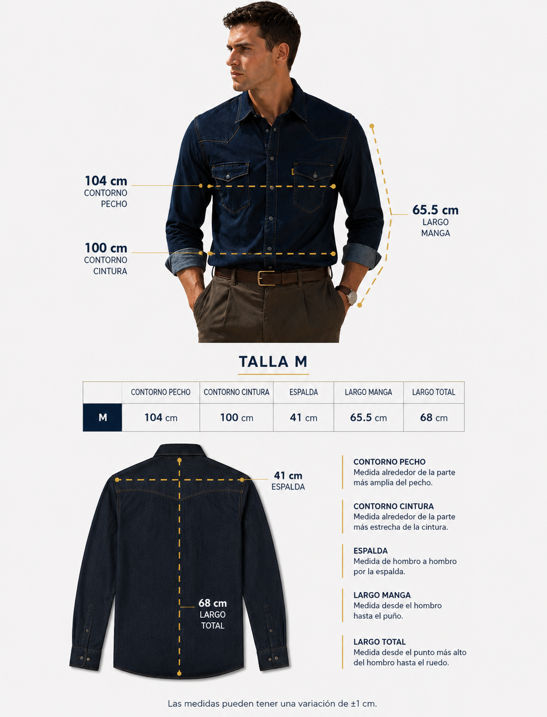 Camisa Índigo Heritage con Broches Premium Hombre | Purple Rain