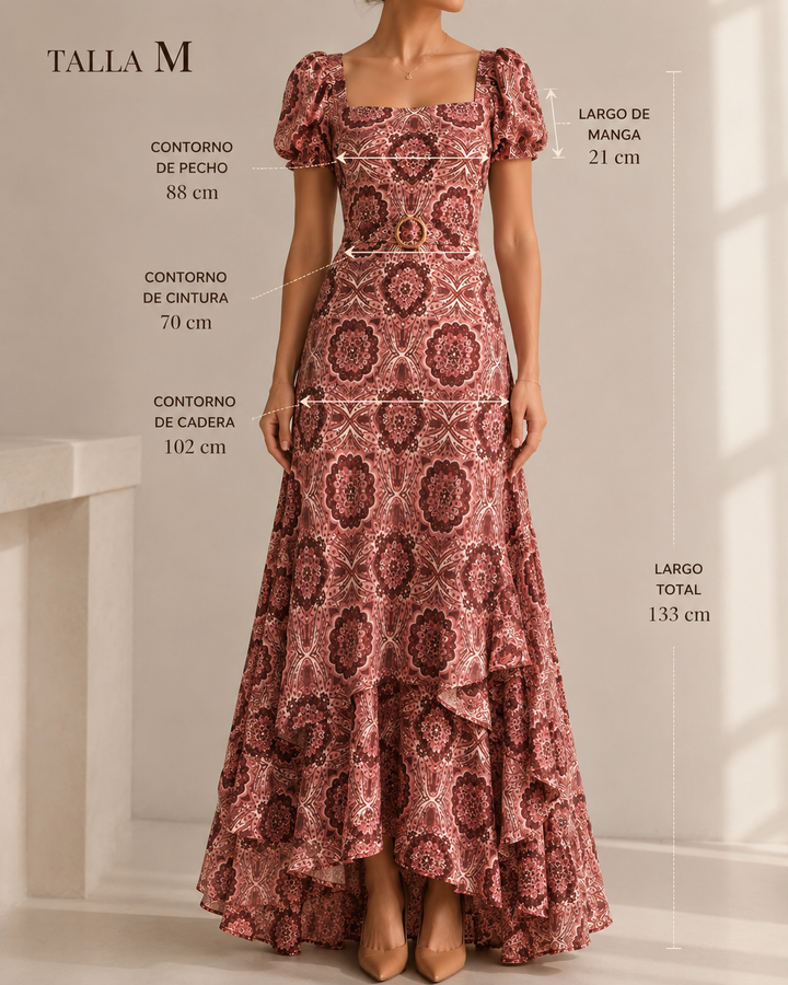 Vestido Arabella Estampado Hebilla