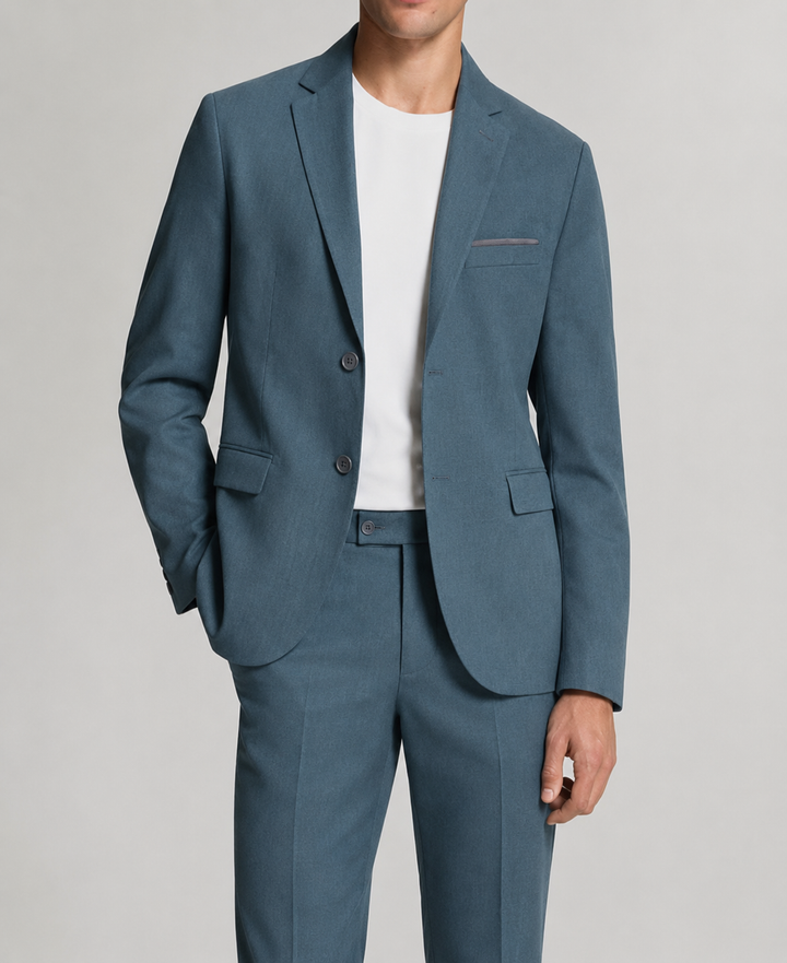Traje Hombre  Slim Fit Tipo Paño con Coderas. | Petróleo