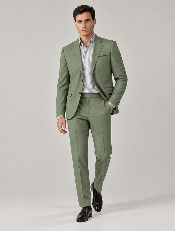 Traje para Hombre Slim Fit Tipo Paño con Coderas Verde Selva