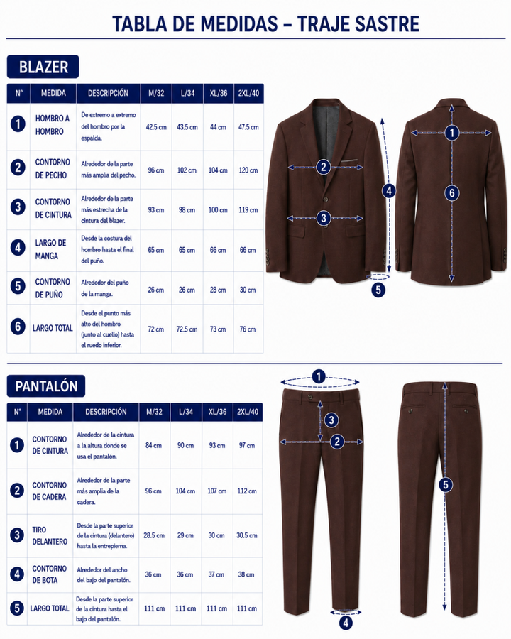 Traje Hombre  Slim Fit Tipo Paño con Coderas. Café Chocolate
