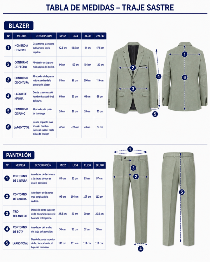 Traje Hombre  Slim Fit Tipo Paño con Coderas. | Verde Seco