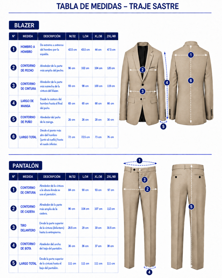 Traje Hombre Premium Texturizado arena sin coderas