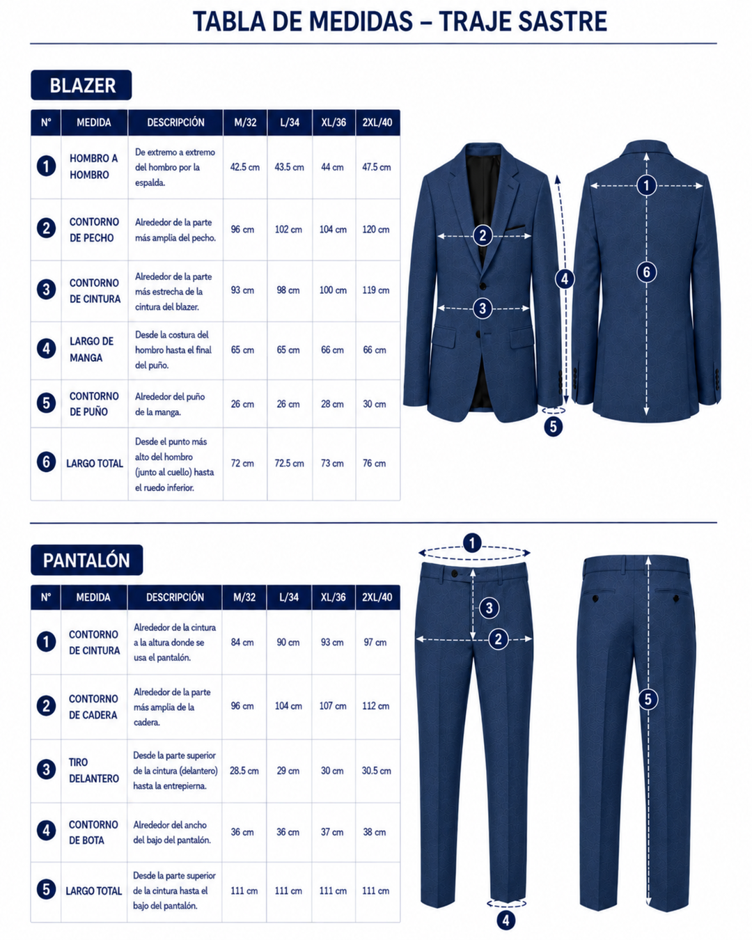 Traje Hombre Premium Azul Marino sin coderas