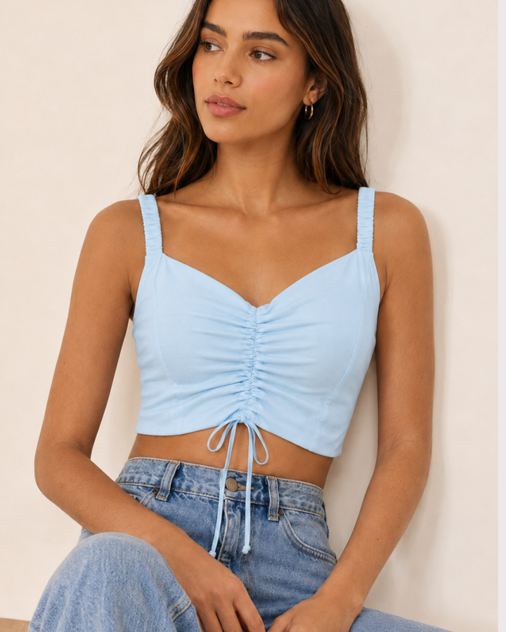 Top Crop de Algodón con Fruncido Ajustable
