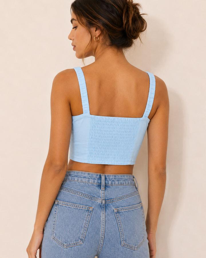 Top Crop de Algodón con Fruncido Ajustable
