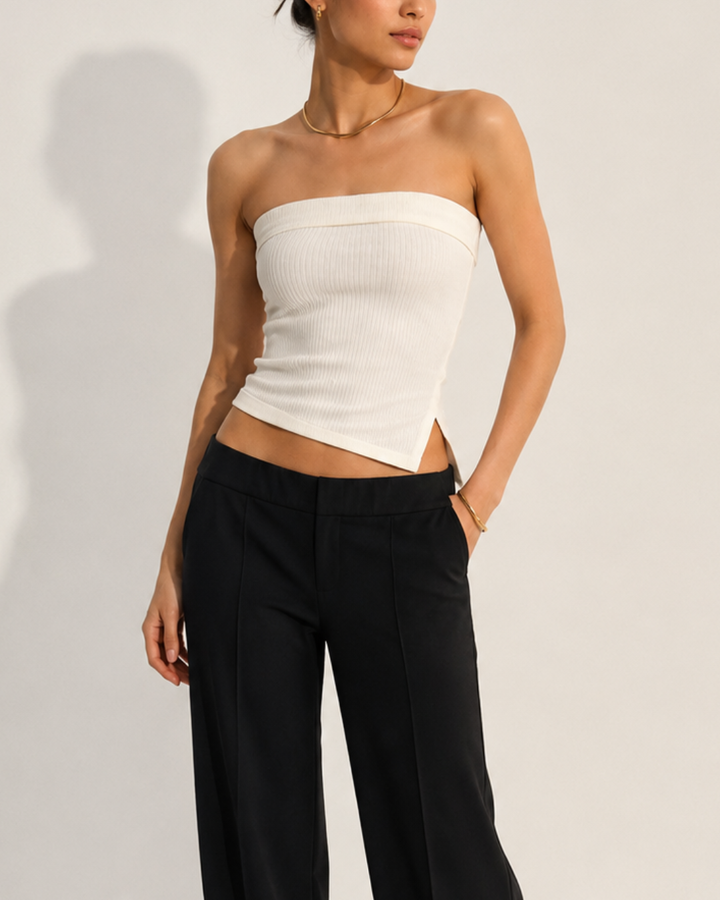 Top Strapless Tejido Acanalado