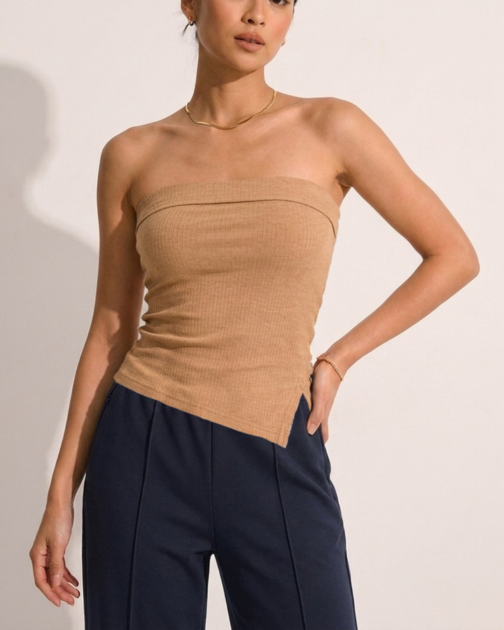 Top Strapless Tejido Acanalado