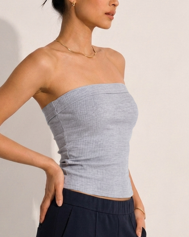 Top Strapless Tejido Acanalado