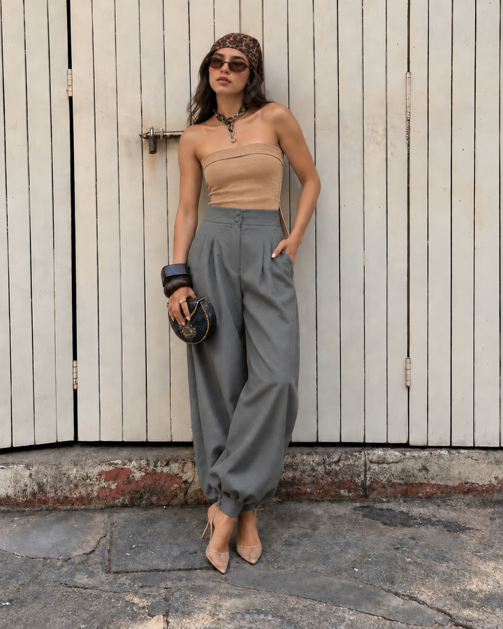Pantalón Balloon de Mujer de Tiro Alto con Pinzas