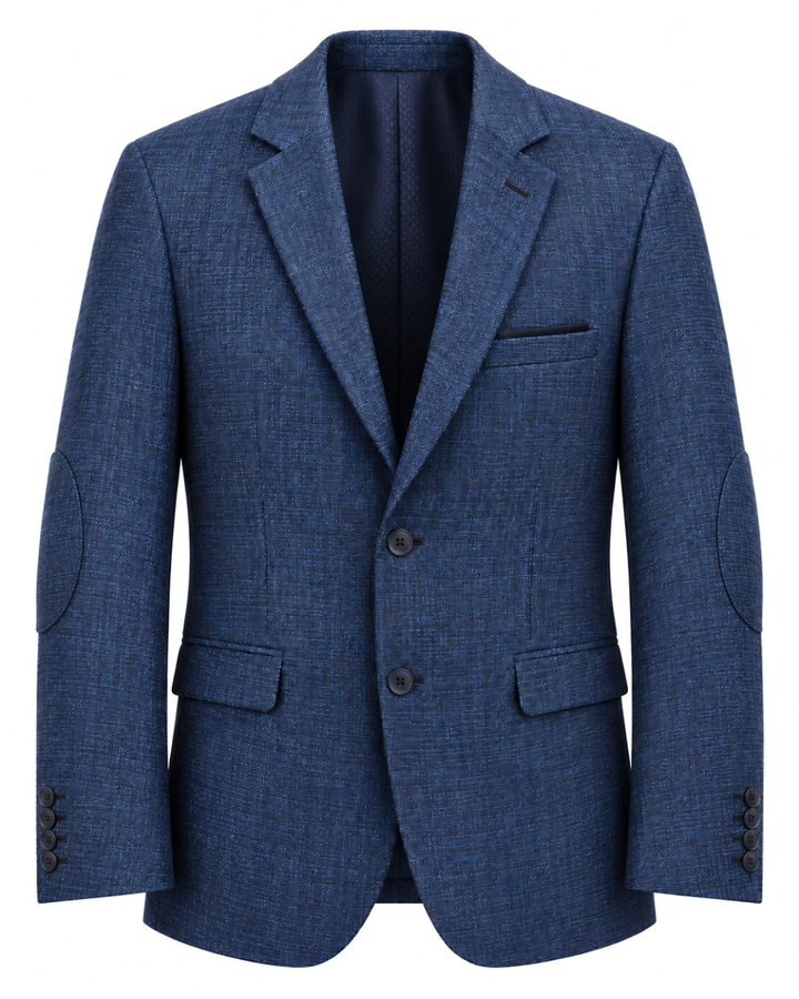 Traje Hombre Premium Azul Francés Texturizado con Coderas