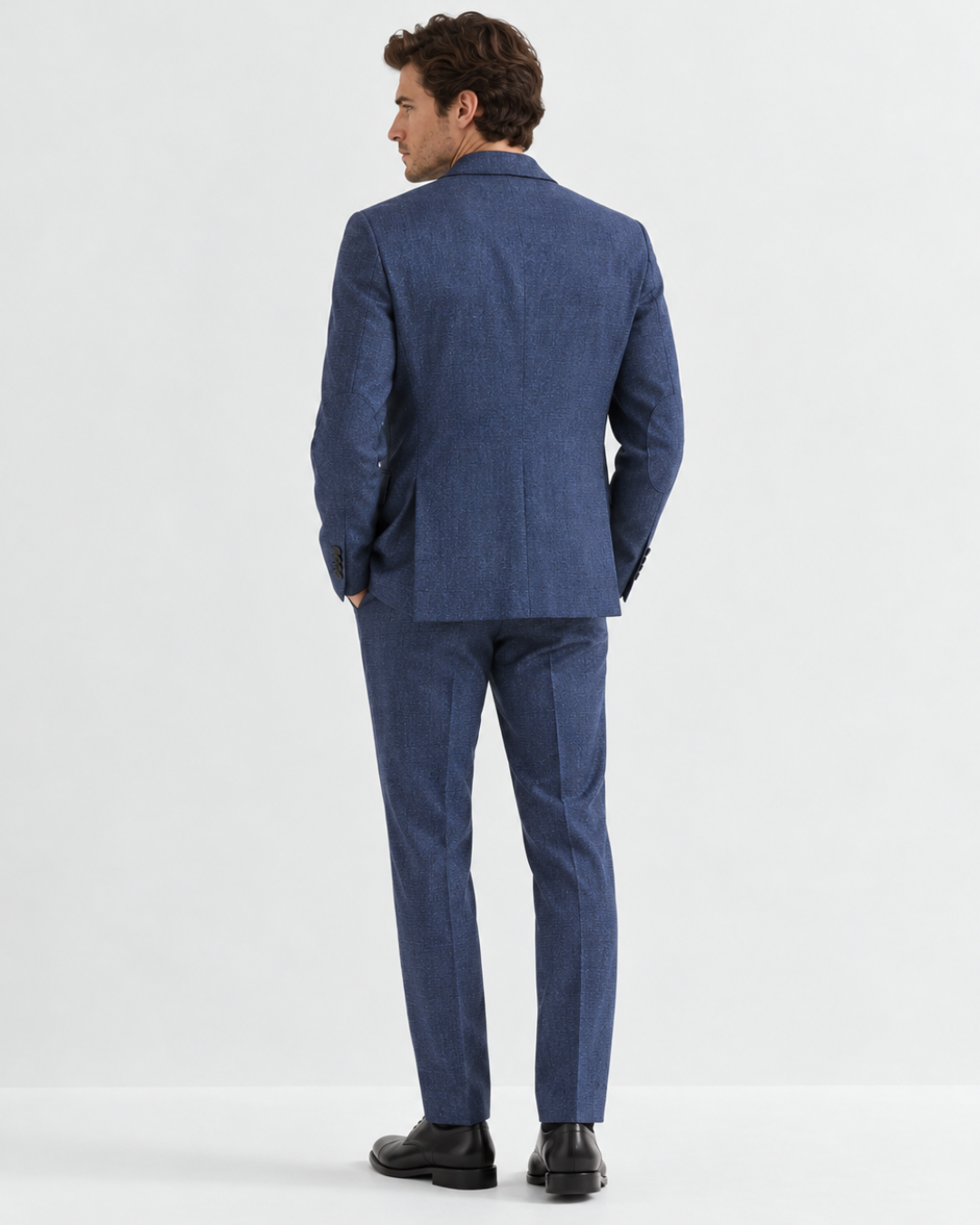 Traje Hombre Premium Azul Francés Texturizado con Coderas