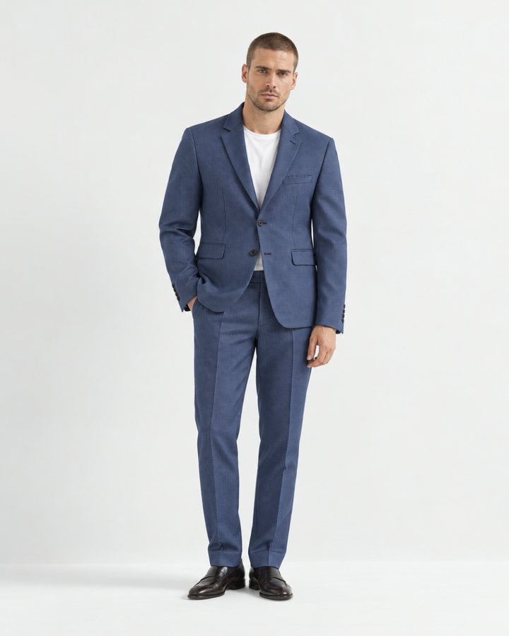 Traje Hombre Premium Azul Texturizado