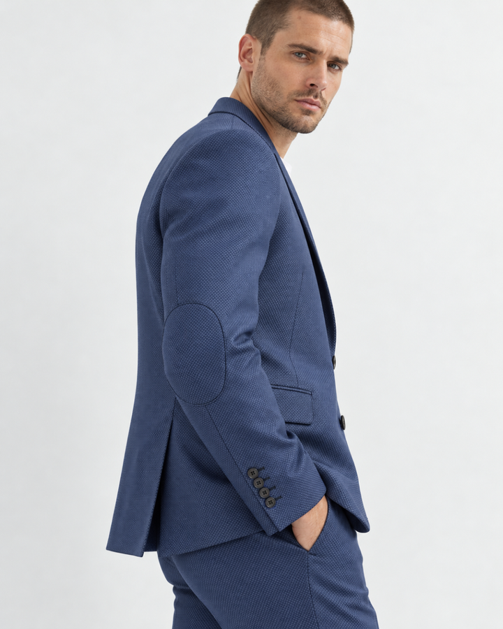 Traje Hombre Premium Azul Texturizado