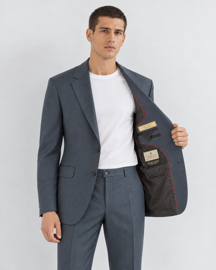 Traje Hombre Premium Gris acero azulado sin coderas